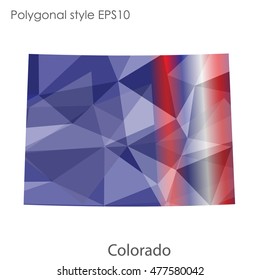 Colorado state map in geometric polygonal,mosaic style.Abstract gems triangle,modern design background. Vector illustration EPS10