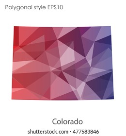 Colorado state map in geometric polygonal,mosaic style.Abstract gems triangle,modern design background. Vector illustration EPS10