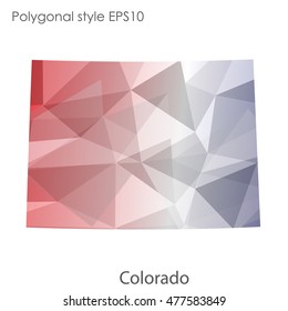 Colorado state map in geometric polygonal,mosaic style.Abstract gems triangle,modern design background. Vector illustration EPS10