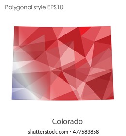 Colorado state map in geometric polygonal,mosaic style.Abstract gems triangle,modern design background. Vector illustration EPS10