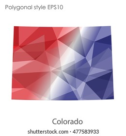 Colorado state map in geometric polygonal,mosaic style.Abstract gems triangle,modern design background. Vector illustration EPS10