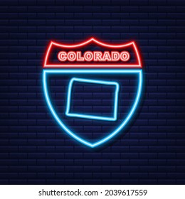 Colorado state map outline neon icon. Vector illustration.