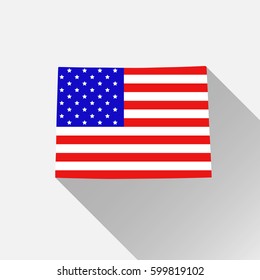 Colorado state map in style of USA national flag. Flat style with long shadow