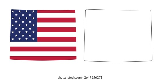 Colorado state map with USA flat design and outline. Patriotic and educational vector perfect for presentation, learning, or design projects.