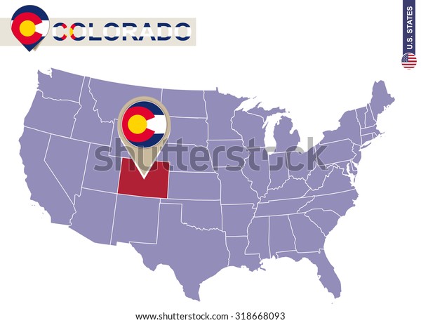 Colorado On Map Of Us Colorado State On Usa Map Colorado Stock Vector (Royalty Free) 318668093 |  Shutterstock