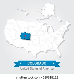 Colorado state. USA administrative map.