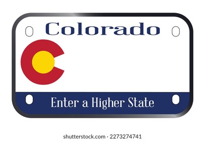 Colorado State USA motorcycle licence license plate over a white background