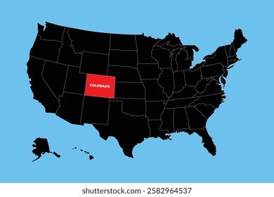 Colorado State, USA, vector map isolated on United states map. Editable blank vector map of USA.
