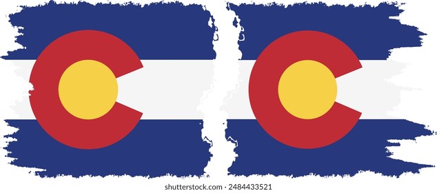 Colorado and Colorado states grunge brush flags connection, vector