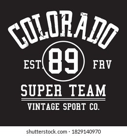 Colorado super team college typography slogan vector