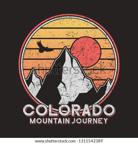 Colorado typography graphics with mountains and eagle. Vintage print for slogan tee shirt. Grunge t-shirt print. Vector illustration.