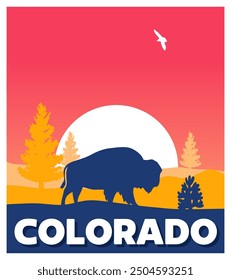 Colorado Estados Unidos con fondo de cielo rojo