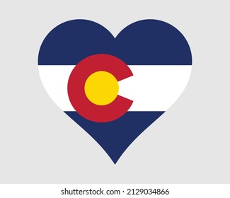 Colorado USA Heart Flag. CO US Love Shape State Flag. Colorado United States of America Banner Icon Sign Symbol Clipart. EPS Vector Illustration. svg