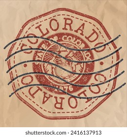 Colorado, USA Stamp Travel Passport. Design Retro Symbol Country. Old Vintage Postmark.