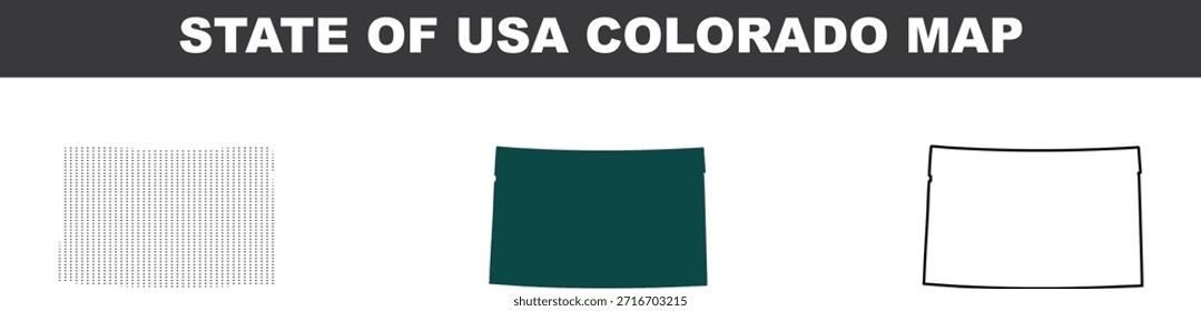 colorado usa state map in different styles for graphic design vector illustrations