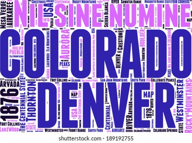 Colorado USA state map tag cloud illustration