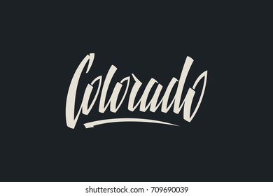 Colorado USA State Word Logo Hand Painted Brush Lettering Calligraphy Logo Template