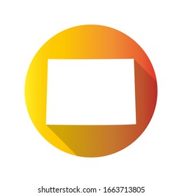 Colorado, USA Symbol Map Icon Round. Flat Vector Art Design with Shadow. Gradient Color Banner.