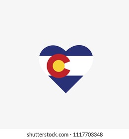 Colorado Vector Flag Inside heart shape graphic element Illustration template design
