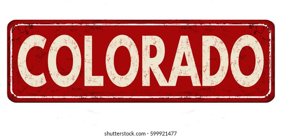 Colorado vintage rusty metal sign on a white background, vector illustration