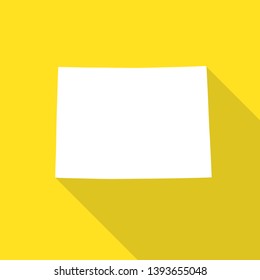 Colorado white map,border flat simple style with long shadow on yellow background.