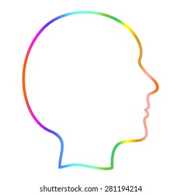 Coloration human face on a white background