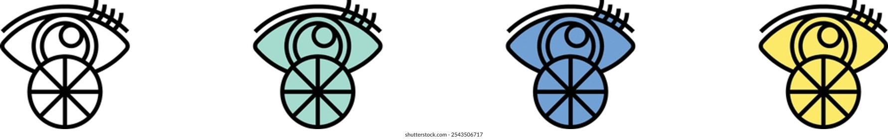 colorblind icon. Outline, Green, Blue and Yellow Style Design Isolated On White Background