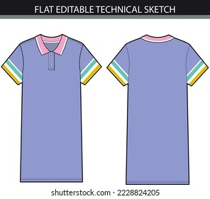 Colorblock polo dress vector file