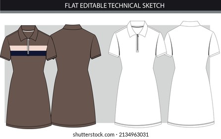Colorblock polo dress and zipper detail vector file