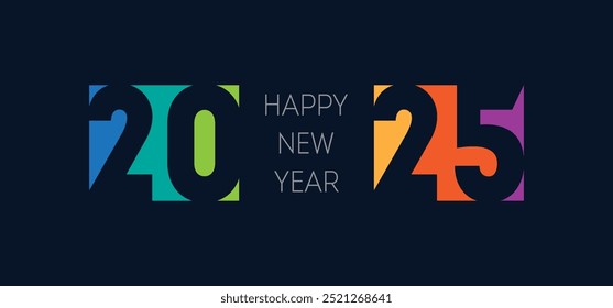 Color-Coded Future: Sleek 2025 Typography Heralds a Fresh Start. Vibrant Horizons: 2025 New Year Design Sparks Joy and Renewal.