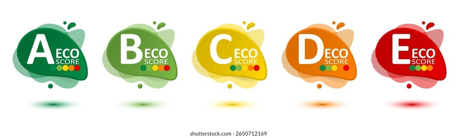 Os rótulos com códigos de cores apresentam pontuações ecológicas que variam de A a E, indicando a qualidade nutricional e a sustentabilidade dos produtos alimentares. Essas pontuações ajudam os consumidores a fazer escolhas alimentares informadas.
