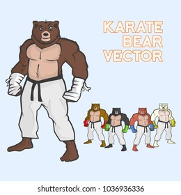 A color-customizable vector martial arts bear standing in a strong, courageous pose. This design is perfect for merchandise or printed media. Excite your audience with this interesting character!