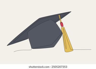 Colore graduation hats concept one-line drawing