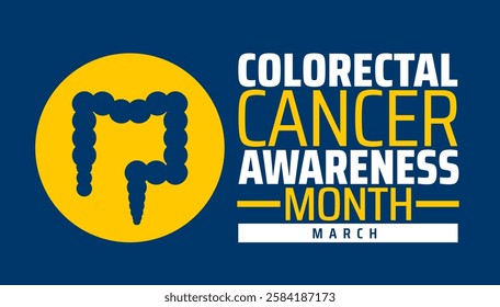 colorectal cancer awareness month background banner or poster design template. observed every year in March. Holiday concept. Use to any Template, card, poster, placard, template.