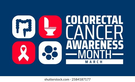 colorectal cancer awareness month background banner or poster design template. observed every year in March. Holiday concept. Use to any Template, card, poster, placard, template.