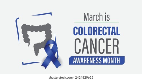 Colorectal cancer awareness month banner. Observed in March annually advocacy poster.