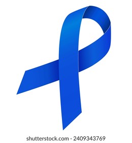 Colorectal Cancer Awareness Month. Blue ribbon. Vector illustration isolated on a white background