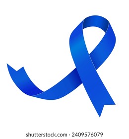Colorectal Cancer Awareness Month. Blue ribbon. Vector illustration isolated on a white background