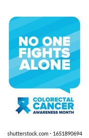 Colorectal Cancer Awareness Month. Celebrate annual in March. Control and protection. Prevention campaign. Medical health care concept. Poster with blue ribbon. Banner, background. Vector illustration