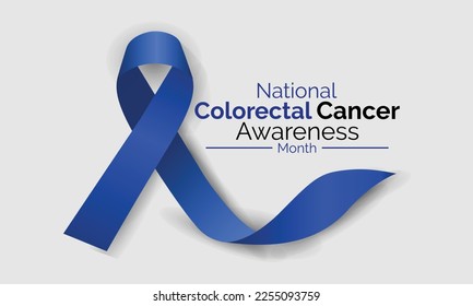 Colorectal Cancer awareness month is observed every year in March. Banner with dark blue ribbon Vector illustration