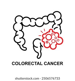 Icono de cáncer colorrectal. Concepto médico y de atención médica aislado en la Ilustración vectorial de fondo
