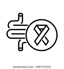 Colorectal Cancer. Simple line icon. Isolate on white background.