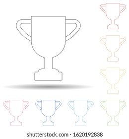 Colored 1st place cup in multi color style icon. Simple thin line, outline vector of web icons for ui and ux, website or mobile application