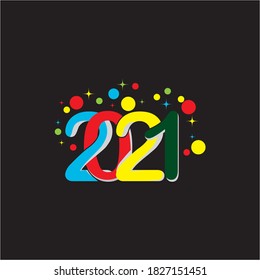colored 2021 numbers. Typography logo for 2021 save the date luxury designs and new year celebration invite Vector illustration.
