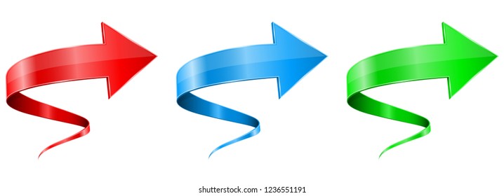 Colored 3d arrows. Spiral web icons. Vector illustration isolated on white background