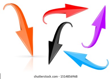 Colored 3d arrows. Vector illustration isolated on white background