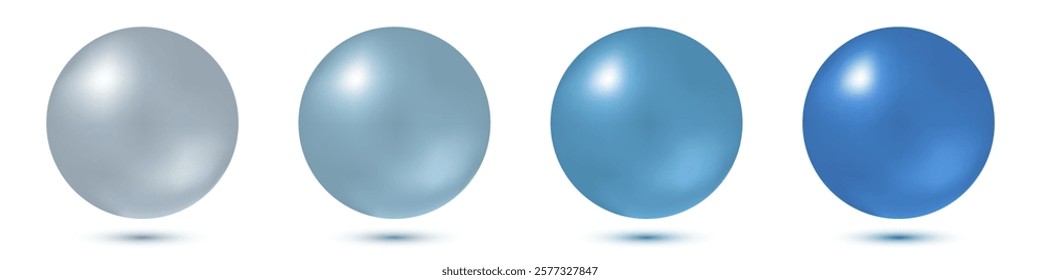 Colored 3d balls set, volume sphere on a white background with shadows, colorful pearls, vector illustration.