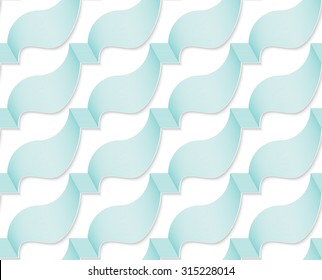 Colored 3D blue diagonal striped wavy ribbons.Seamless geometric background. Modern 3D texture. Pattern with realistic shadow and cut out of paper effect.