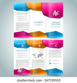 colored 3d brochure design template folder leaflet white background