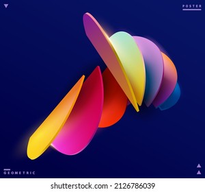 Colored 3D circle sectors. Art geometric shape. Abstract composition